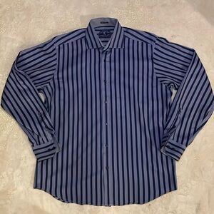 Bugatchi Classic Fit Blue Stripe Dress Shirt